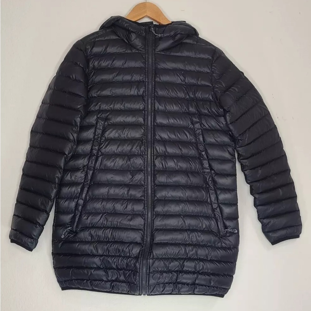 Burton Evergreen Long Goose Down Puffer Full Zip Hooded Ski Jacket Black Size M